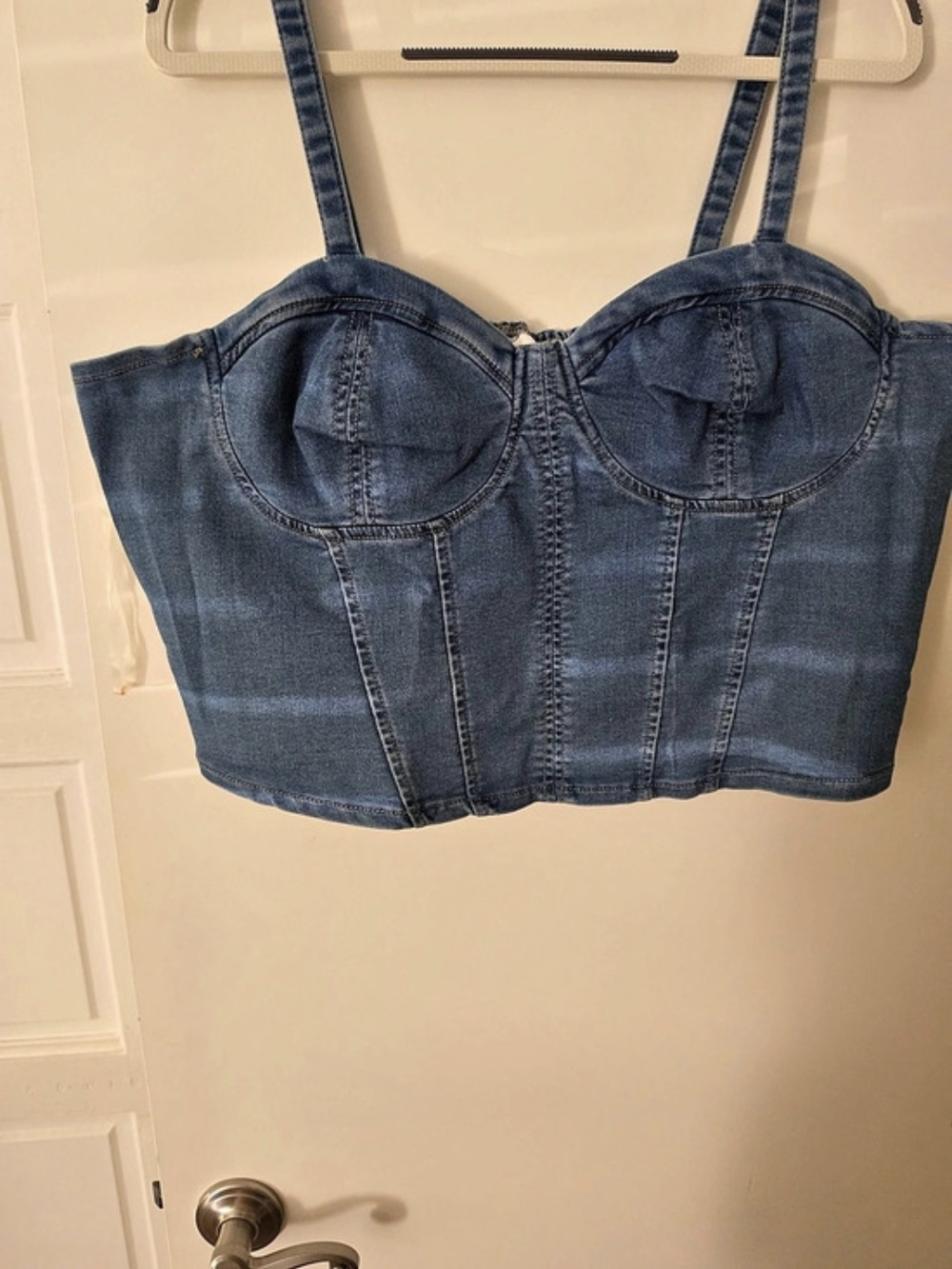 No Boundaries Denim Bustier Crop Top Blue Size XXXL